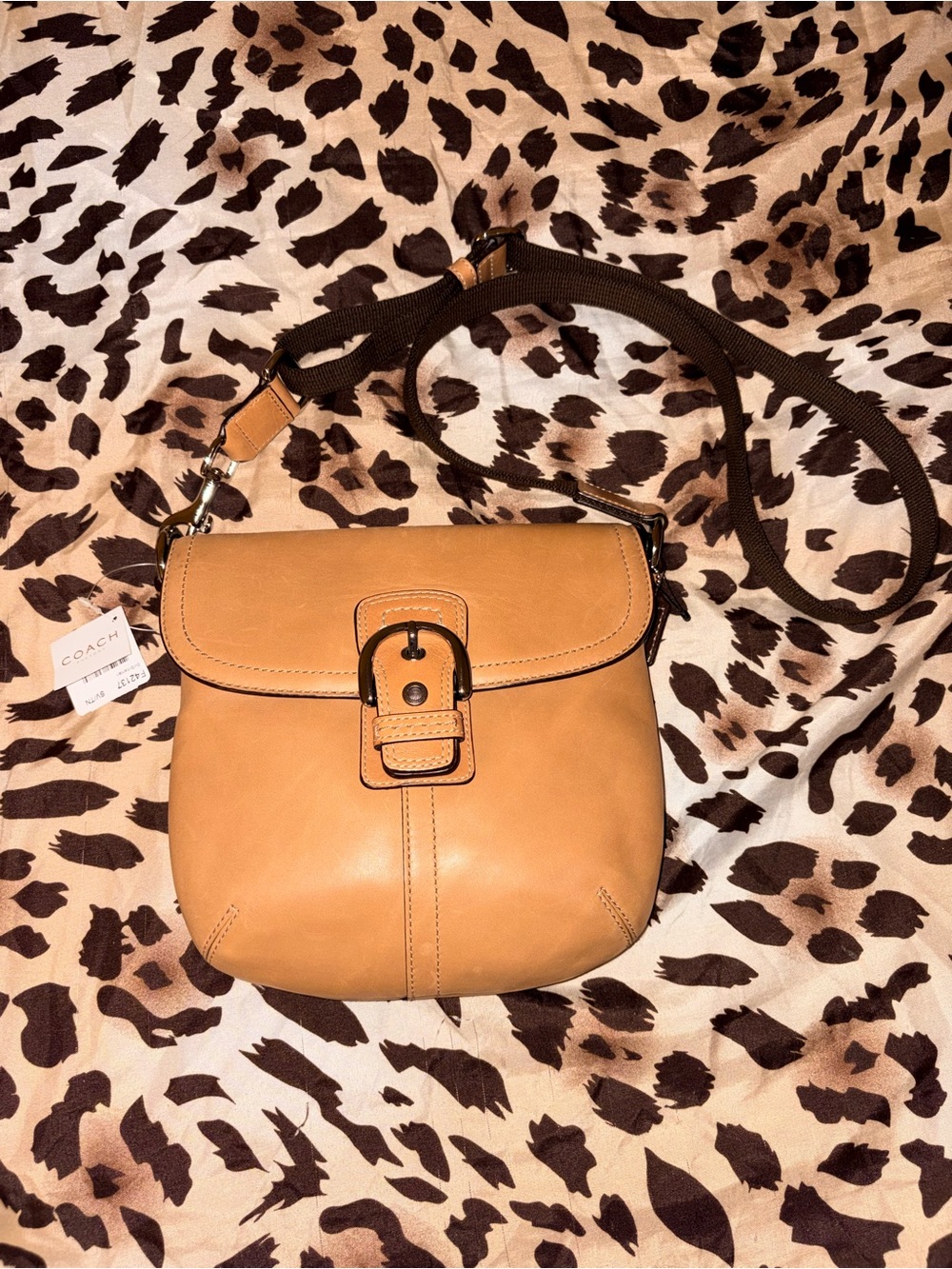 Coach SoHo Tan Leather Crossbody with Buckle Front BNWT